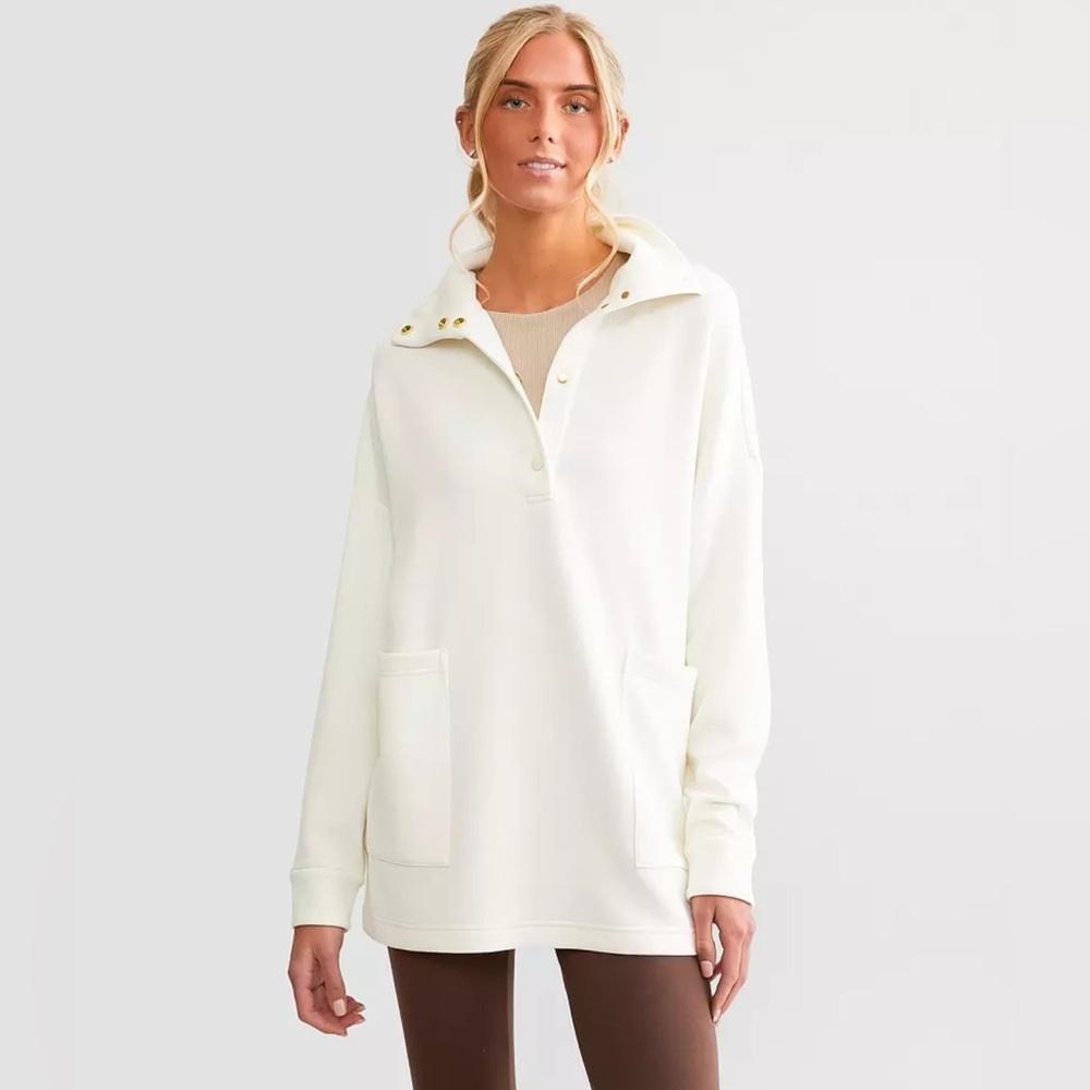Varley Cream Funnel Neck Pullover Sweater